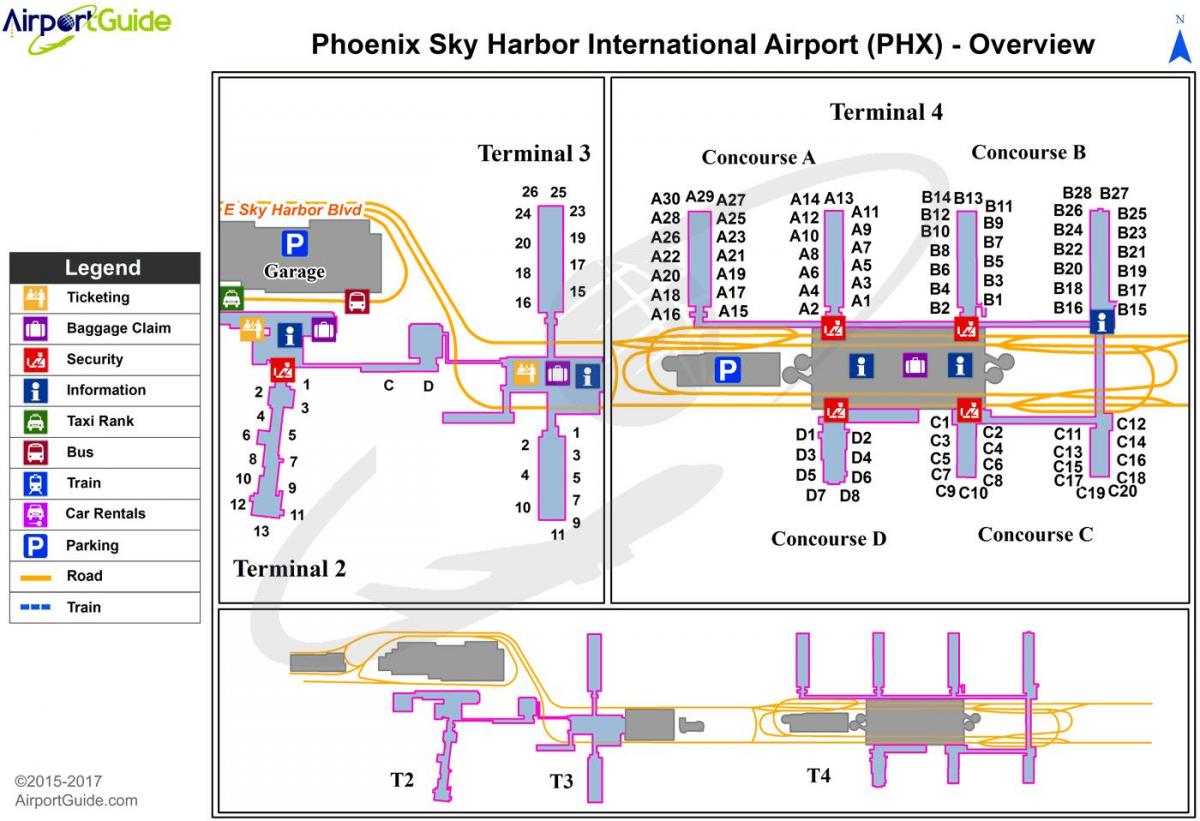 карта аэрапорта Фінікс Скай-Харбар