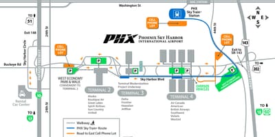 Phoenix міжнароднага аэрапорта карце